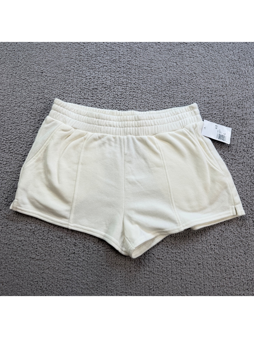 NWT Forever 21 French Terry Shorts L White Womens Knit Solid Mini Sweatshorts
